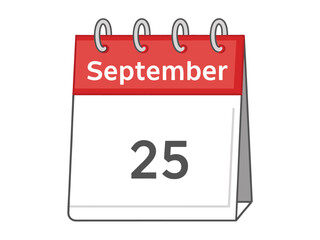 Fototapeta premium September 25th Desk Calendar Page with Spiral Binding twenty-fifth date