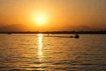 Hurghada, Egypt, 01.11.2023 sunset sea landscape as background