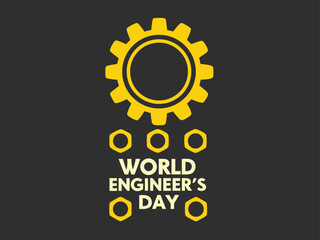 Fototapeta premium World Engineer's Day Graphic with Yellow Gear and Hexagon Symbols engineering celebration