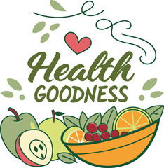 Print Health Goodness – Fresh Fruit Nutrition Vector Illustration