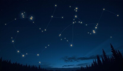 A breathtaking nightscape with constellations made of bioluminescent flowers and luminous vines...