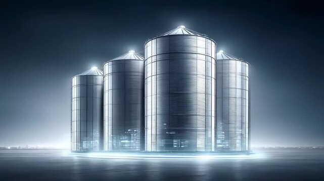 Silver Silo Cluster Symbolizes Storage and Protection