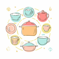 Hand-Drawn Kitchen Vector Icons – Cooking and Food Illustration Set