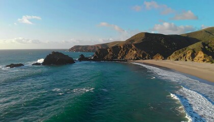 Obraz premium Coastal view of a rugged beach