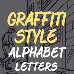 Obraz premium Vibrant graffiti style alphabet letters with urban street art elements and a bold energetic design