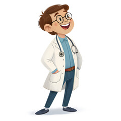 Fototapeta premium Cartoon doctor illustration for medical professionals and healthcare industry marketing materials use case