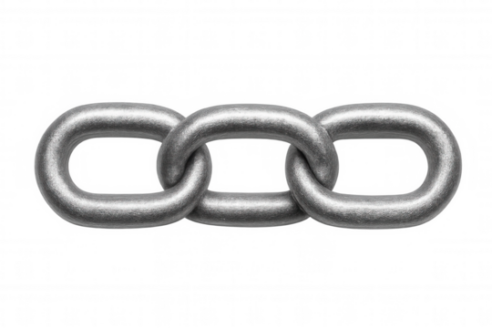 Metal chain links interlocking, symbolizing strength, unity, connecting industrial design concepts against transparent backdrop