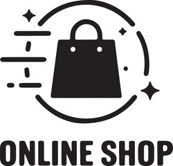 Dynamic online shopping bag icon with motion speed lines for e commerce promotions