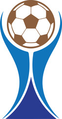 Abstract soccer trophy with blue supporters celebrating victory