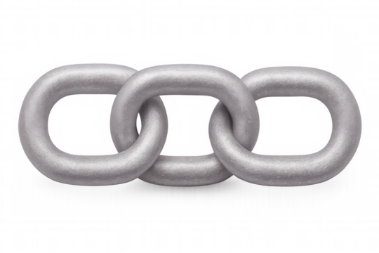 Metal chain links interlocking, showcasing industrial strength and connectivity against transparent backdrop