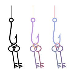 Fishing Hook with Keys Symbol Vector Illustration concepts like phishing, cybersecurity threats, online scams, password safety, and digital protection.