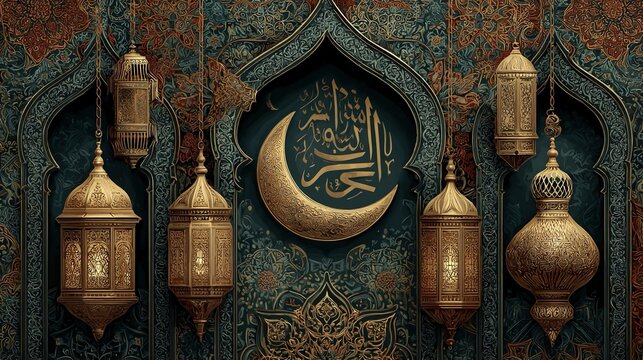 Ramadan cards with crescent moons, lanterns, and calligraphy, perfect for spiritual greetings, community events, and festive messages