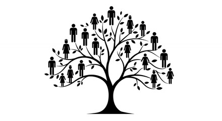 Family tree illustration depicting relationships and ancestry network