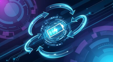 Digital battery charging and recycling concept.