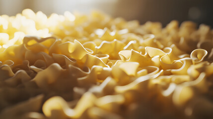 Heap of cavatappi pasta with soft natural light castng subtle shadows.
