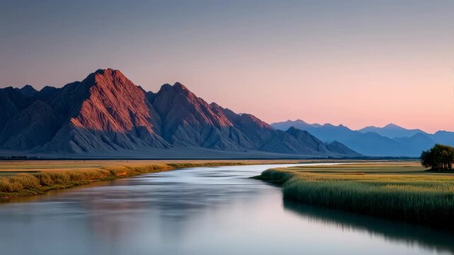 Magnificent Mountains and Rivers Flowing Quietly