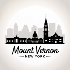 Fototapeta premium Mount Vernon New York Skyline Silhouette — A Historic Suburban City Near New York City Vector Illustration