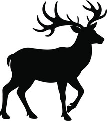 Fototapeta premium Majestic stag silhouette majestic wildlife animal silhouette profile powerful antlers standing forest creature graceful movement silhouette