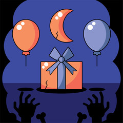 Halloween Line and color Party Scene