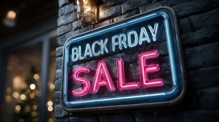 Retro neon black friday sale sign for promotions and marketing