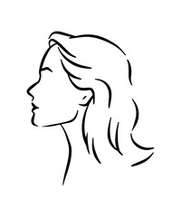 Woman Isolated Line Art Portrait