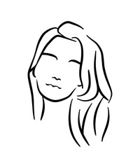 Beautiful Woman Line Art Portrait