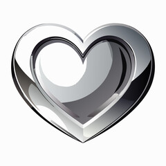 silver heart on white background