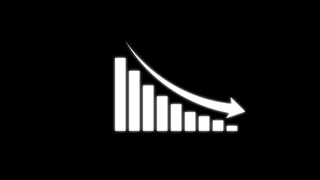 Falling Chart with Arrow Animation, Animated Financial Crisis Chart with Trend Line Graph, Decline Bar Chart of Economy