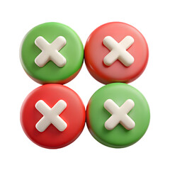 Obraz premium 3D Rendered Green and Red Checkmark Buttons: Decision Making, Choice, Approval, Rejection, User Interface, App Design Elements.