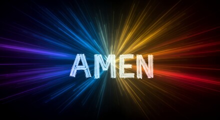 Abstract colorful amen text design