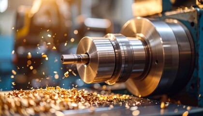 Precision Metal Machining Process with Shavings and Sparks