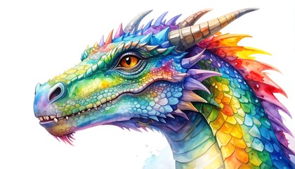 Vibrant rainbow dragon portrait