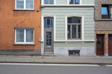 Residential houses in a row in the city center of Ghent, East Flemish Region, Belgium