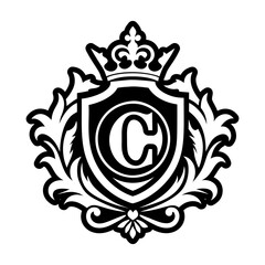 Minimalistic letter c logo crafted in solid style