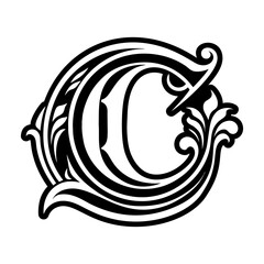 Elegant c symbol crafted in solid style
