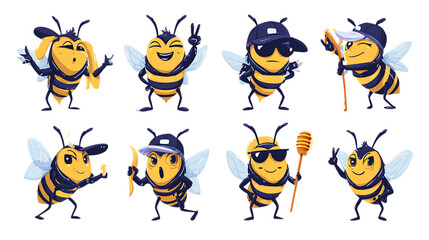 Obraz premium set of funny cartoon bees