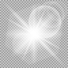 White glowing light burst explosion with transparent. Cool effect decoration with ray sparkles. Transparent shine gradient glitter, bright flare. Glare texture. EPS 10 vector file included