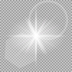 White glowing light burst explosion with transparent. Cool effect decoration with ray sparkles. Transparent shine gradient glitter, bright flare. Glare texture. EPS 10 vector file included