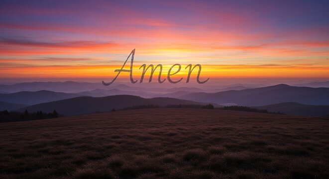 Sunrise mountain landscape amen inspirational image