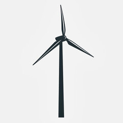 Silhouette of a Modern Wind Turbine Against a Clean White Backgr