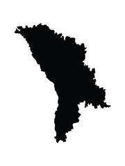Moldova silhouette map on white background. Isolated map high detailed. Vector illustration.
