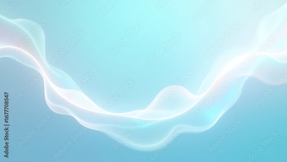 Wall mural abstract blue background with a soft glowing wave. a clean and elegant design with white flowing lin