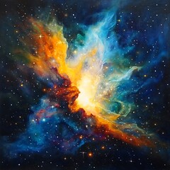 Brilliant galaxy center illuminated with radiant stellar light high resolution picture