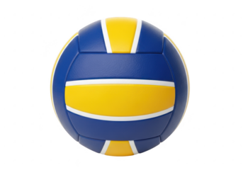 Blue and yellow volleyball isolated on transparent background