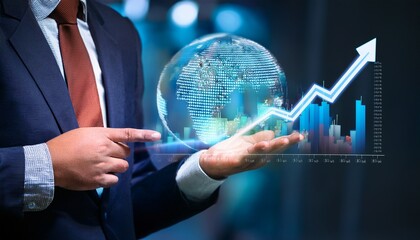 economic risk recession hands of an economist pointing at a chart with a steep decline symbolizing the impact of a global recession