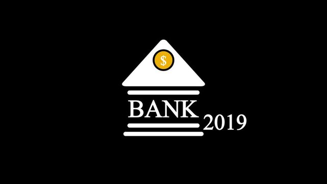 Bank and the year 2019, Business representing real estate growth and market innovation bank icon, risk management, House loan, Insurance and economic recession .