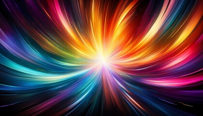 Obraz premium abstract burst of light with radiant rainbow starburst effects on black background