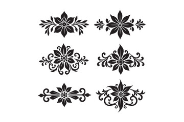 Elegant black floral ornaments and borders