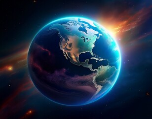 Fototapeta premium earth seen from the space highlights