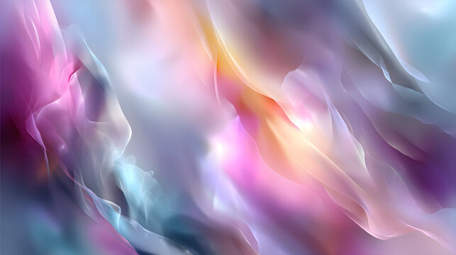 Abstract glowing background with iridescent pastel clors and soft, intricate txture, creating a dynamic eel.